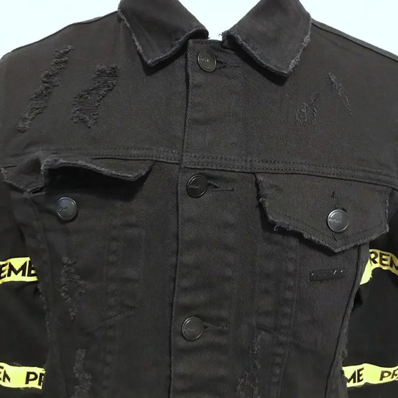 Preme NWOT Black Wash Jean Jacket Men M - Picture 4 of 16